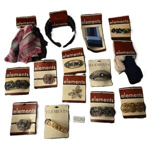 Vintage ELEMENTS Hair Accessories- Clips Hair Ties and Headbands NEW IN PACKAGE